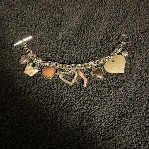 Charming Heart Bracelet with Silver and Pink Accents